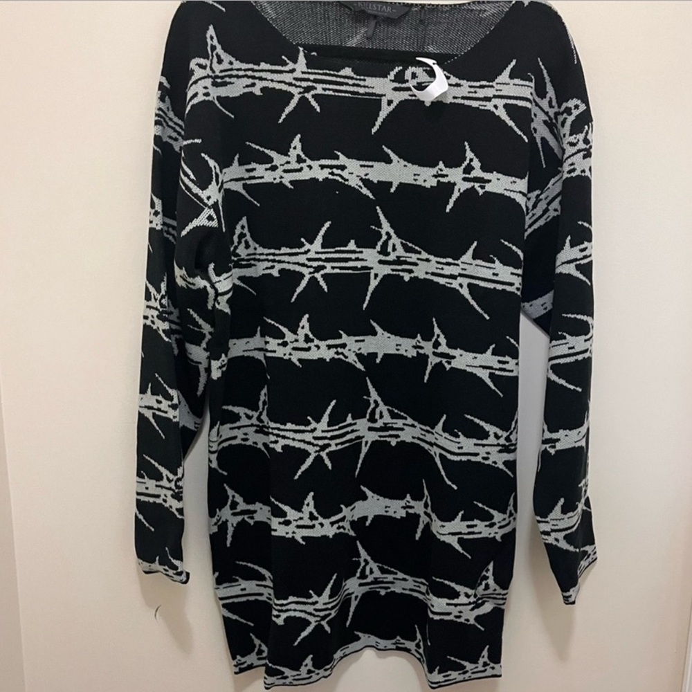Gave Kaden Xmas - L BARB WIRE punk crew unisex sweater NEW NWT mens goth inked - Picture 1 of 9